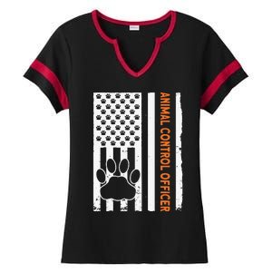 Wildlife Rescue Patrol Animal Control Rescue Officer US Flag Ladies Halftime Notch Neck Tee