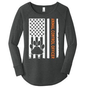 Wildlife Rescue Patrol Animal Control Rescue Officer US Flag Women's Perfect Tri Tunic Long Sleeve Shirt