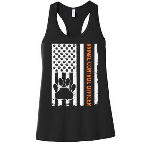 Wildlife Rescue Patrol Animal Control Rescue Officer US Flag Women's Racerback Tank