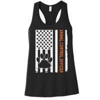 Wildlife Rescue Patrol Animal Control Rescue Officer US Flag Women's Racerback Tank