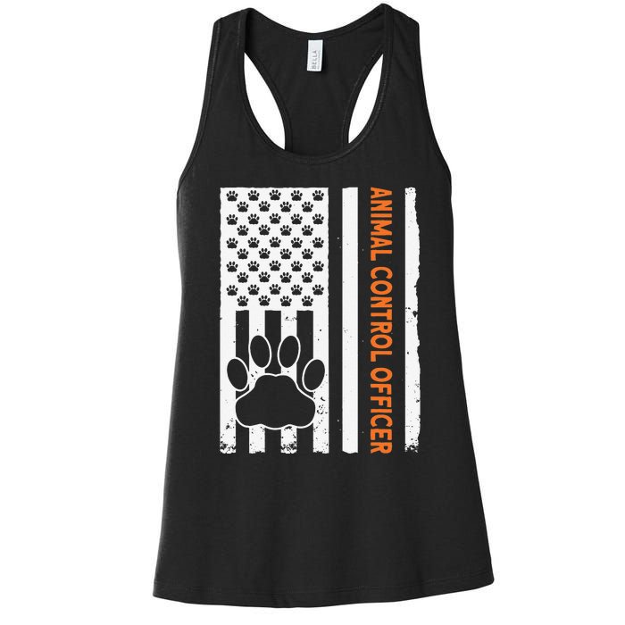 Wildlife Rescue Patrol Animal Control Rescue Officer US Flag Women's Racerback Tank