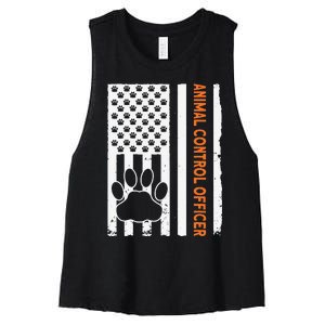 Wildlife Rescue Patrol Animal Control Rescue Officer US Flag Women's Racerback Cropped Tank