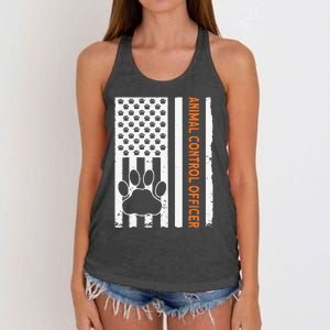 Wildlife Rescue Patrol Animal Control Rescue Officer US Flag Women's Knotted Racerback Tank