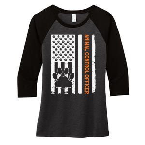 Wildlife Rescue Patrol Animal Control Rescue Officer US Flag Women's Tri-Blend 3/4-Sleeve Raglan Shirt