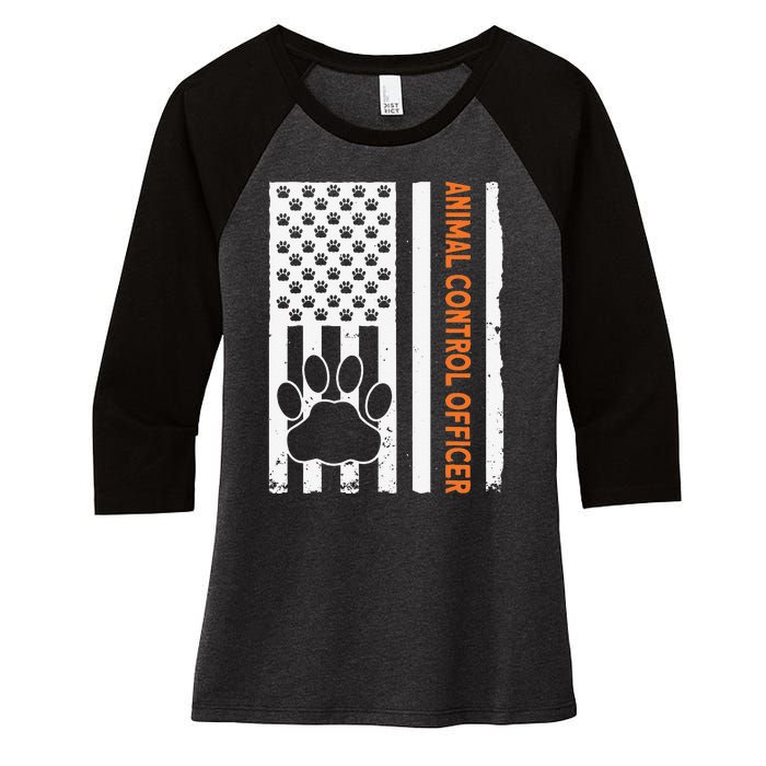 Wildlife Rescue Patrol Animal Control Rescue Officer US Flag Women's Tri-Blend 3/4-Sleeve Raglan Shirt