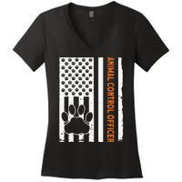 Wildlife Rescue Patrol Animal Control Rescue Officer US Flag Women's V-Neck T-Shirt