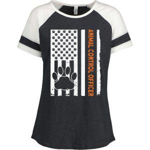 Wildlife Rescue Patrol Animal Control Rescue Officer US Flag Enza Ladies Jersey Colorblock Tee