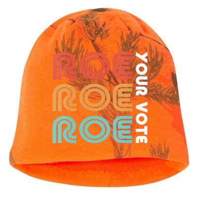 Wo Roe Roe Roe The Vote Prochoice Retro Deco Vote Harris 2024 Kati - Camo Knit Beanie