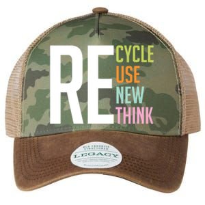 Wo Recycle Reuse Renew Rethink Crisis Environmental Activism VNeck Legacy Tie Dye Trucker Hat