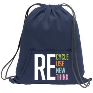 Wo Recycle Reuse Renew Rethink Crisis Environmental Activism VNeck Sweatshirt Cinch Pack Bag