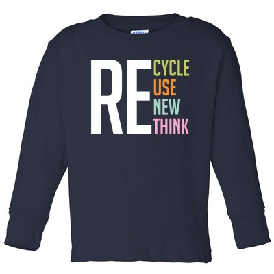 Wo Recycle Reuse Renew Rethink Crisis Environmental Activism VNeck Toddler Long Sleeve Shirt