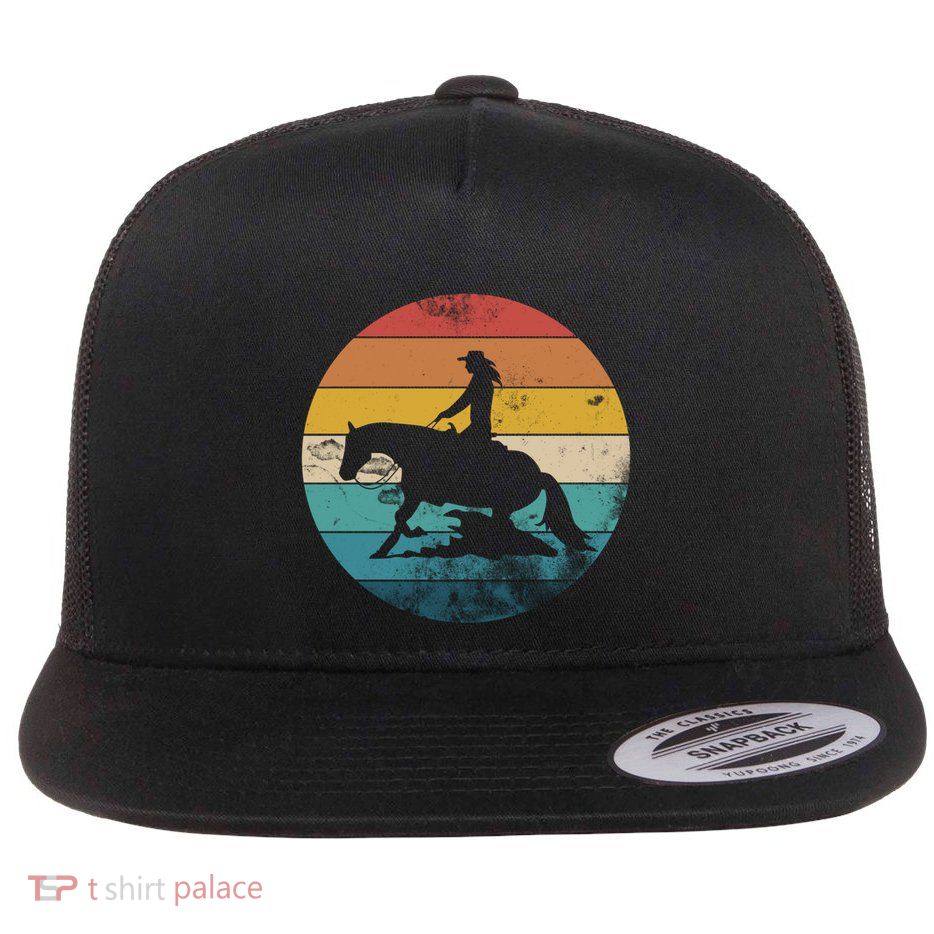 Western Rider Reining Quarter Horse Sliding Stop Cute Gift Flat Bill Trucker Hat