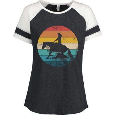 Western Rider Reining Quarter Horse Sliding Stop Cute Gift Enza Ladies Jersey Colorblock Tee