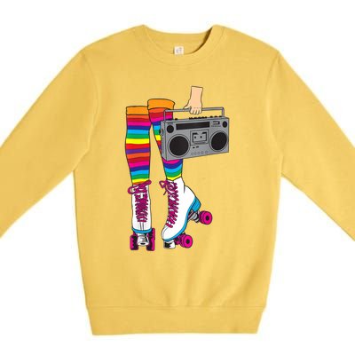 Womens Retro Rollerskates 80's Roller Disco Skating Girl Gift Premium Crewneck Sweatshirt