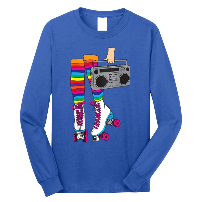 Womens Retro Rollerskates 80's Roller Disco Skating Girl Gift Long Sleeve Shirt