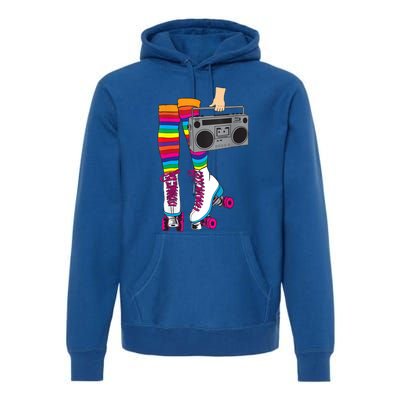 Womens Retro Rollerskates 80's Roller Disco Skating Girl Gift Premium Hoodie