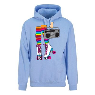 Womens Retro Rollerskates 80's Roller Disco Skating Girl Gift Unisex Surf Hoodie