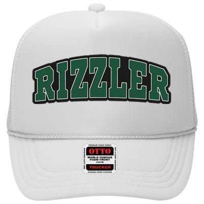 W Rizz Rizzler Funny Meme High Crown Mesh Back Trucker Hat