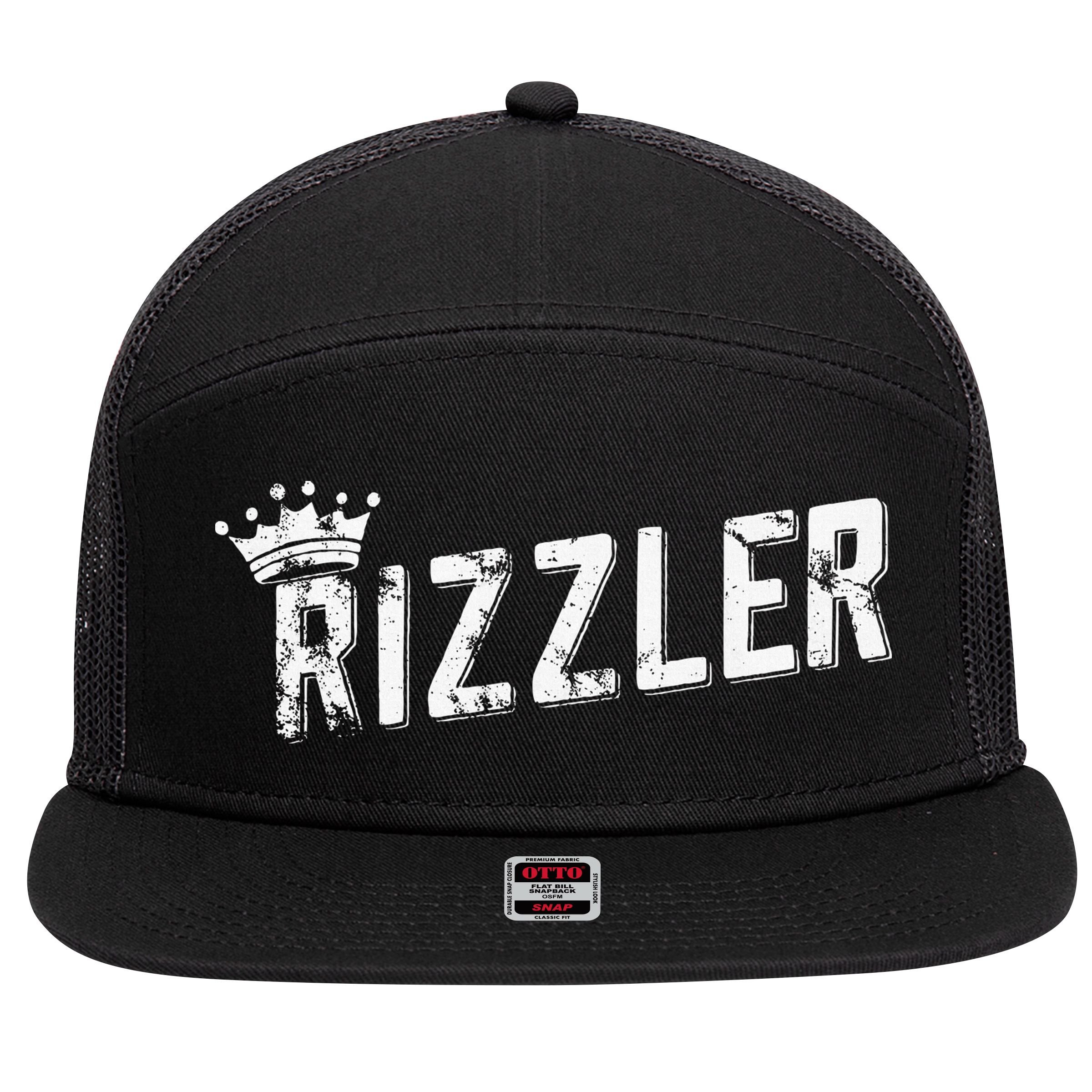 W Rizz Rizzler The Rizz God 7 Panel Mesh Trucker Snapback Hat