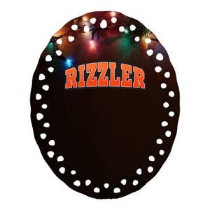 W Rizz Rizzler Funny Meme Quote Ceramic Oval Ornament