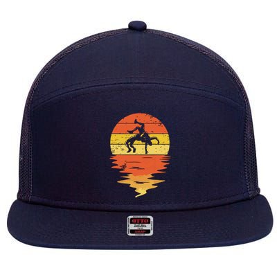 Wrestling Retro Sunset 70s Vintage Wrestling 7 Panel Mesh Trucker Snapback Hat