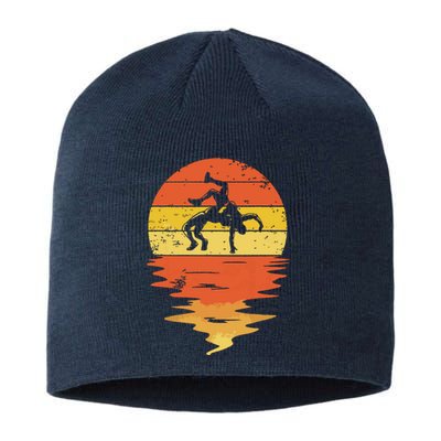 Wrestling Retro Sunset 70s Vintage Wrestling Sustainable Beanie