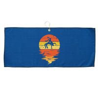 Wrestling Retro Sunset 70s Vintage Wrestling Large Microfiber Waffle Golf Towel