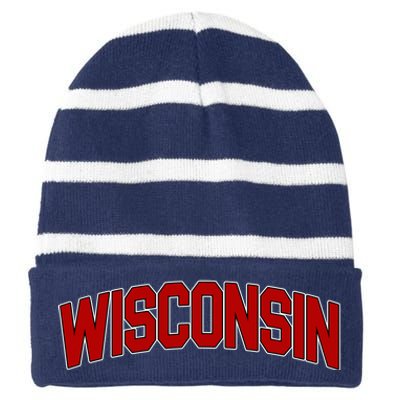 Wisconsin Retro State Striped Beanie with Solid Band