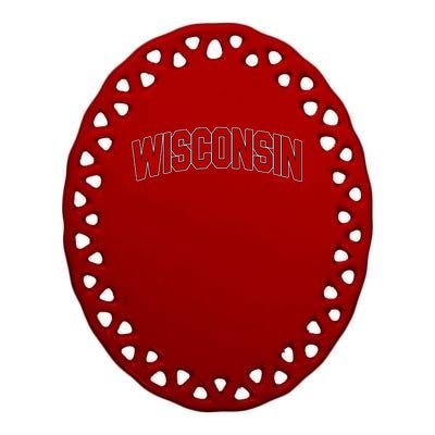 Wisconsin Retro State Ceramic Oval Ornament