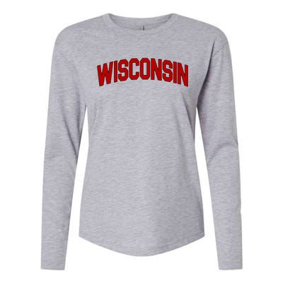 Wisconsin Retro State Womens Cotton Relaxed Long Sleeve T-Shirt