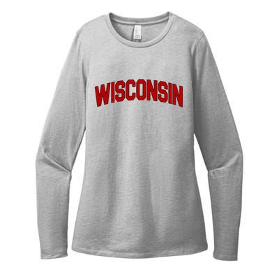 Wisconsin Retro State Womens CVC Long Sleeve Shirt