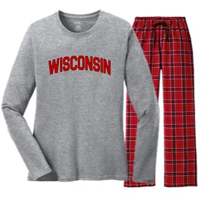 Wisconsin Retro State Women's Long Sleeve Flannel Pajama Set 