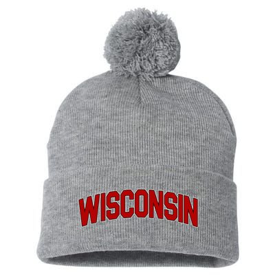 Wisconsin Retro State Pom Pom 12in Knit Beanie