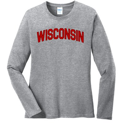 Wisconsin Retro State Ladies Long Sleeve Shirt