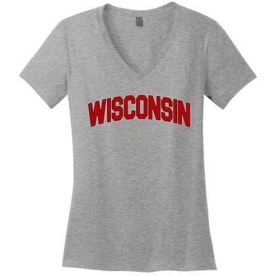 Wisconsin Retro State Women's V-Neck T-Shirt