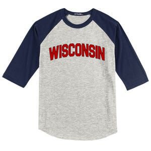 Wisconsin Retro State Kids Colorblock Raglan Jersey