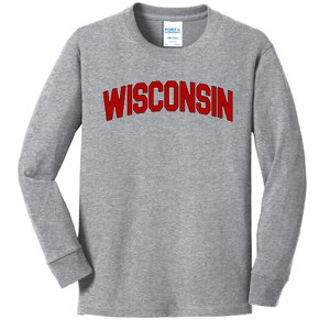 Wisconsin Retro State Kids Long Sleeve Shirt