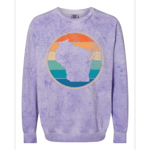 Wisconsin Retro Sunset State Colorblast Crewneck Sweatshirt