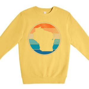 Wisconsin Retro Sunset State Premium Crewneck Sweatshirt