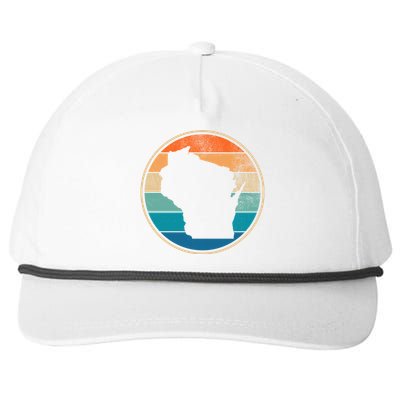 Wisconsin Retro Sunset State Snapback Five-Panel Rope Hat