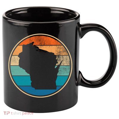 Wisconsin Retro Sunset State 11oz C Handle Ceramic Mug
