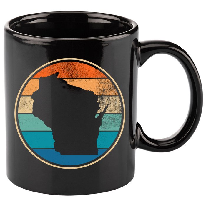 Wisconsin Retro Sunset State 11oz C Handle Ceramic Mug