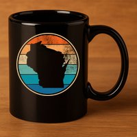 Wisconsin Retro Sunset State 11oz C Handle Ceramic Mug