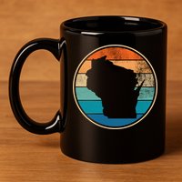 Wisconsin Retro Sunset State 11oz C Handle Ceramic Mug
