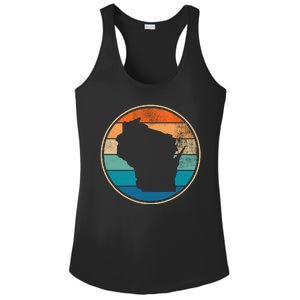 Wisconsin Retro Sunset State Ladies PosiCharge Competitor Racerback Tank