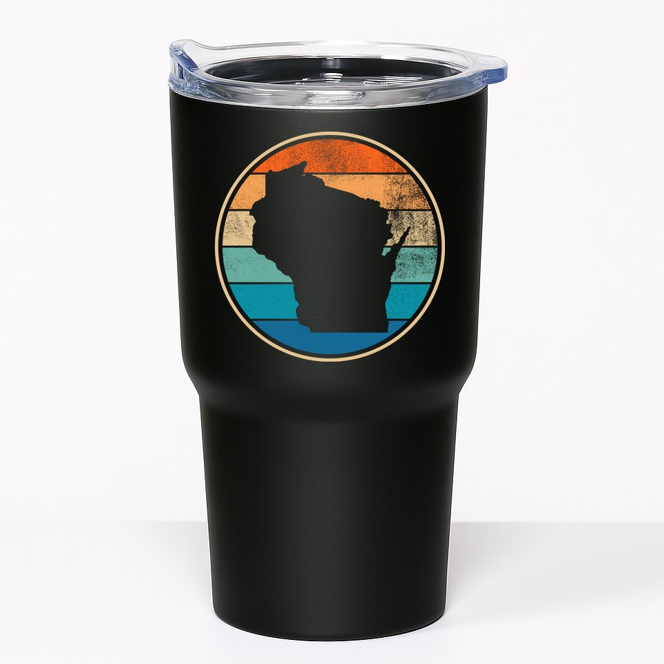 Wisconsin Retro Sunset State Tumbler