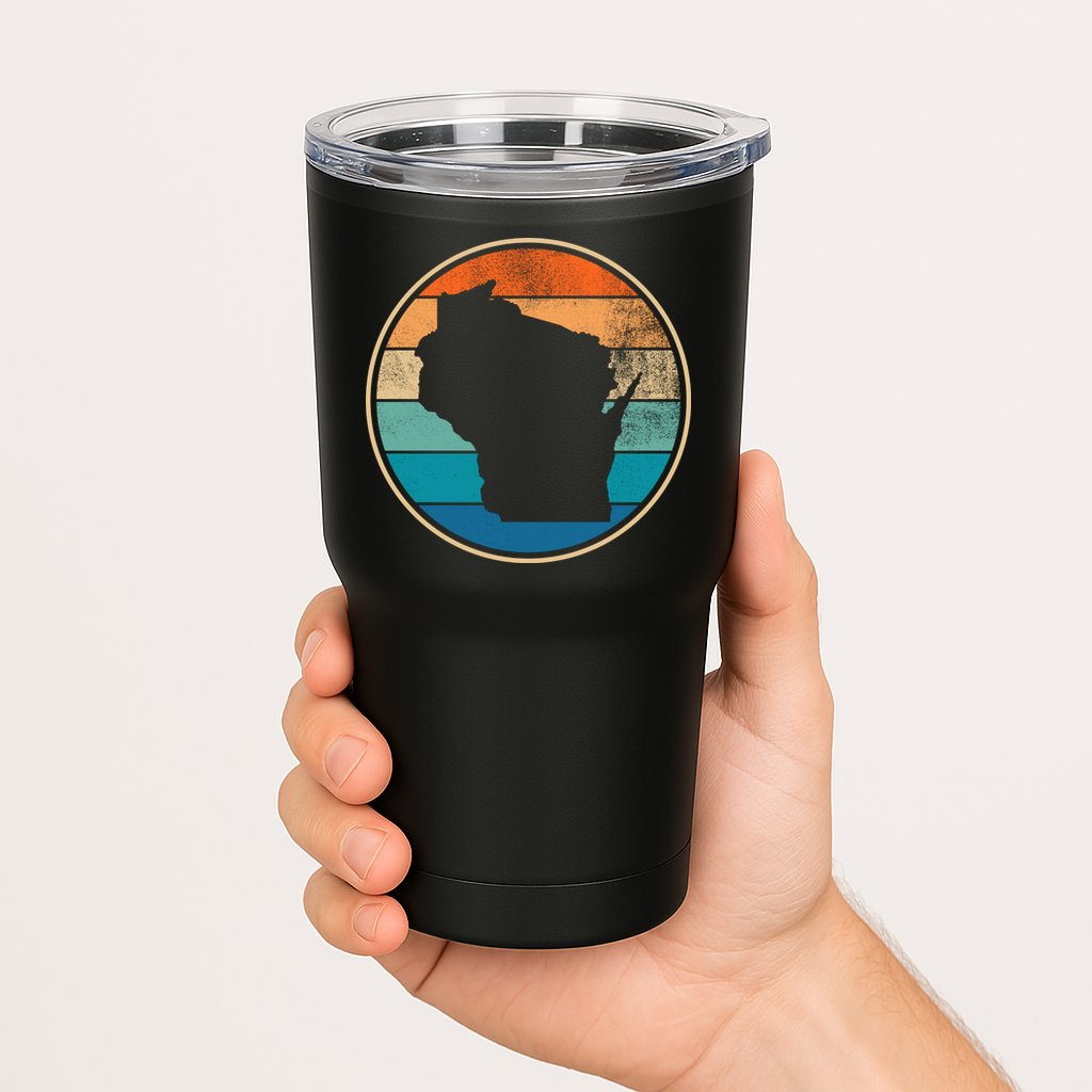 Wisconsin Retro Sunset State Tumbler