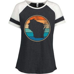 Wisconsin Retro Sunset State Enza Ladies Jersey Colorblock Tee