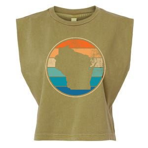 Wisconsin Retro Sunset State Garment-Dyed Women's Muscle Tee