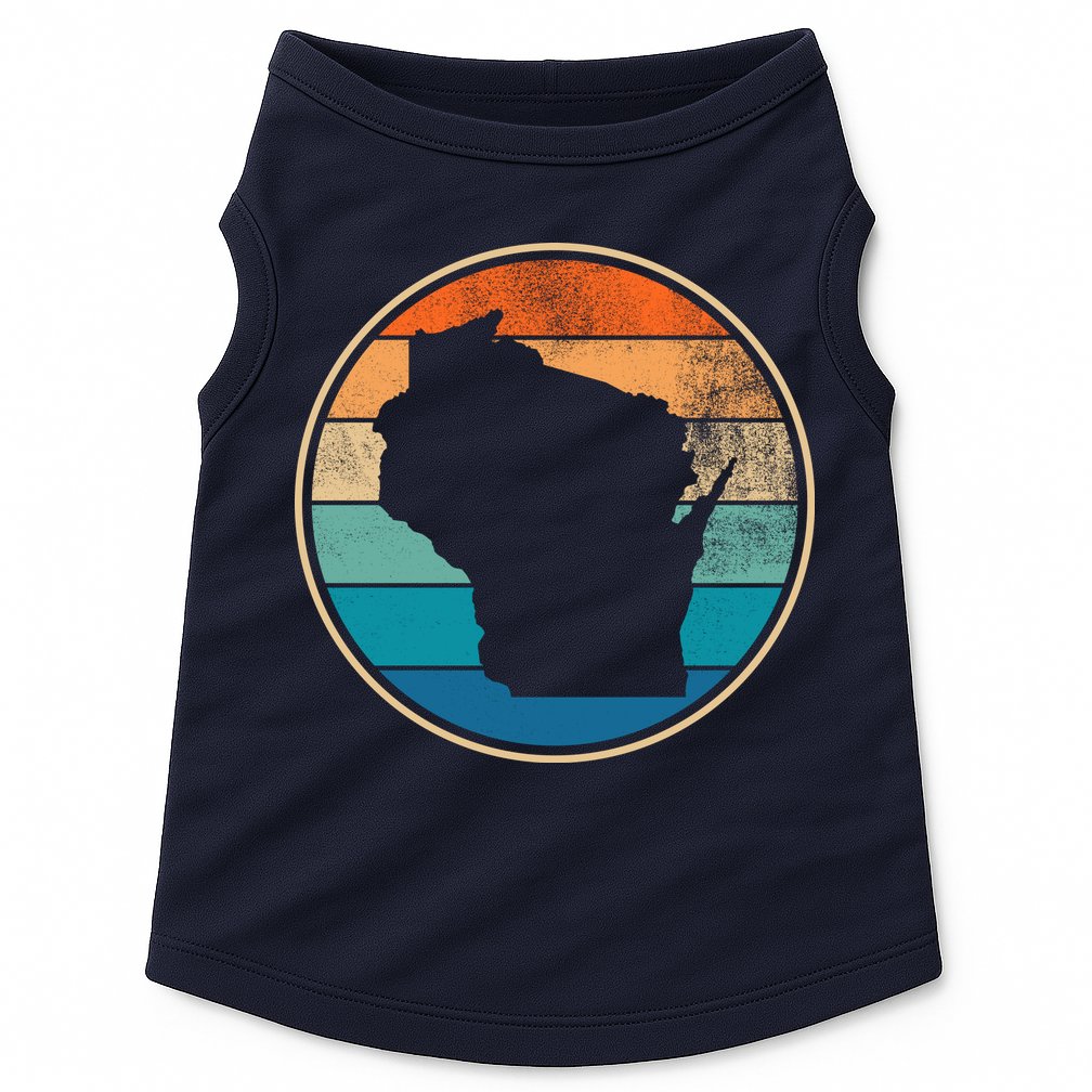 Wisconsin Retro Sunset State Doggie Tank